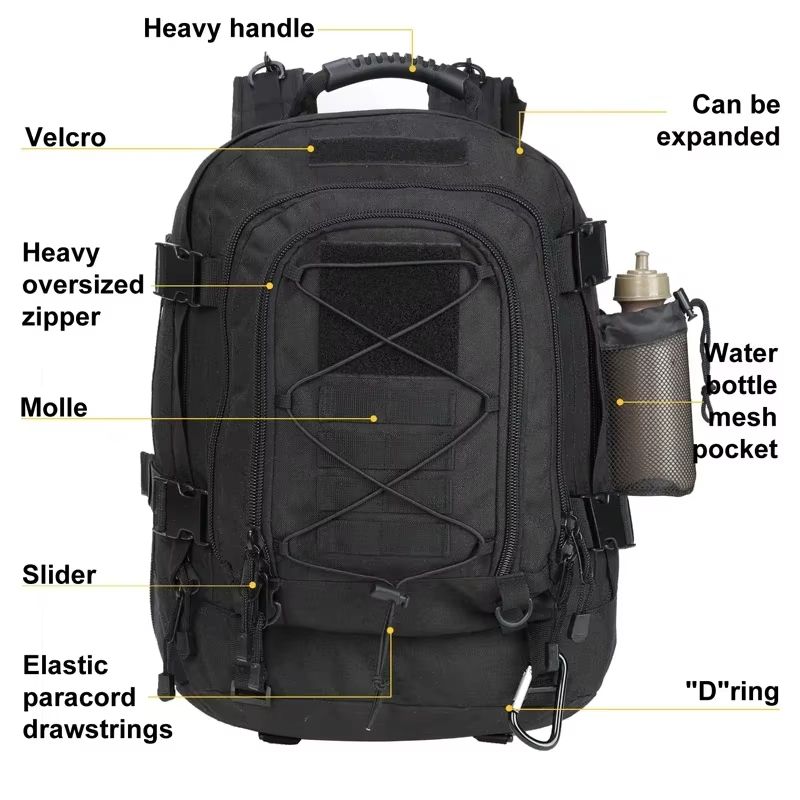 Extra Large 60L Tactical Backpack  WaterResistant Outdoor Hiking  Travel Pack With Laptop Compartme 2