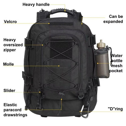 Extra Large 60L Tactical Backpack  WaterResistant Outdoor Hiking  Travel Pack With Laptop Compartme 2