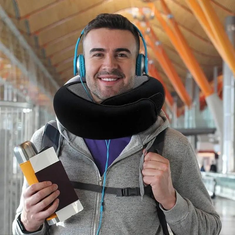 Memory Foam Neck Support Pillow With Head Cushion For Travel And Camping 5