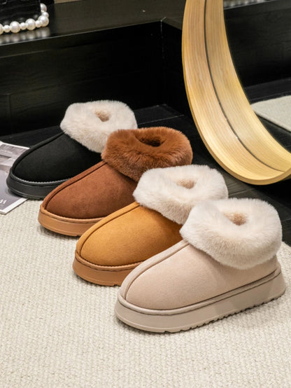 Fashion Snow Boots with Faux Fur Lining Warm Plush Winter Slippers for Men and Women