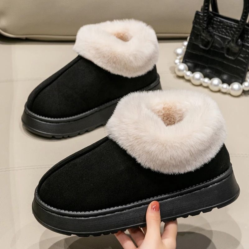 Fashion Snow Boots With Faux Fur Lining Warm Plush Winter Slippers For Men And Women 2