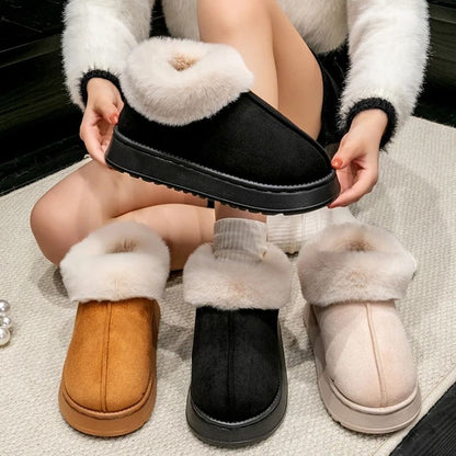 Fashion Snow Boots With Faux Fur Lining Warm Plush Winter Slippers For Men And Women 3