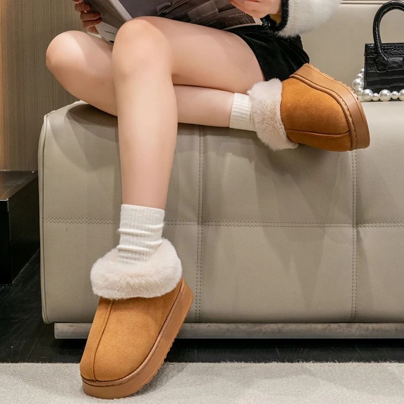 Fashion Snow Boots With Faux Fur Lining Warm Plush Winter Slippers For Men And Women 4