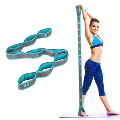 Elastic Yoga Stretching Strap with Loops for Flexibility and Balance