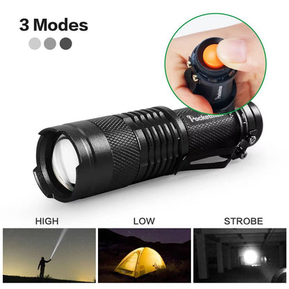 Set Of 5 Mini Tactical LED Flashlights  Bright Zoomable PocketSized Torches Powered By AA Or 14500  2