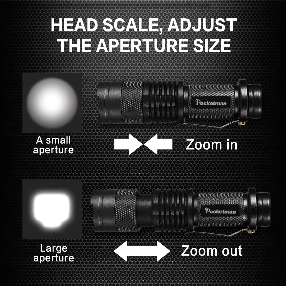 Set Of 5 Mini Tactical LED Flashlights  Bright Zoomable PocketSized Torches Powered By AA Or 14500  3