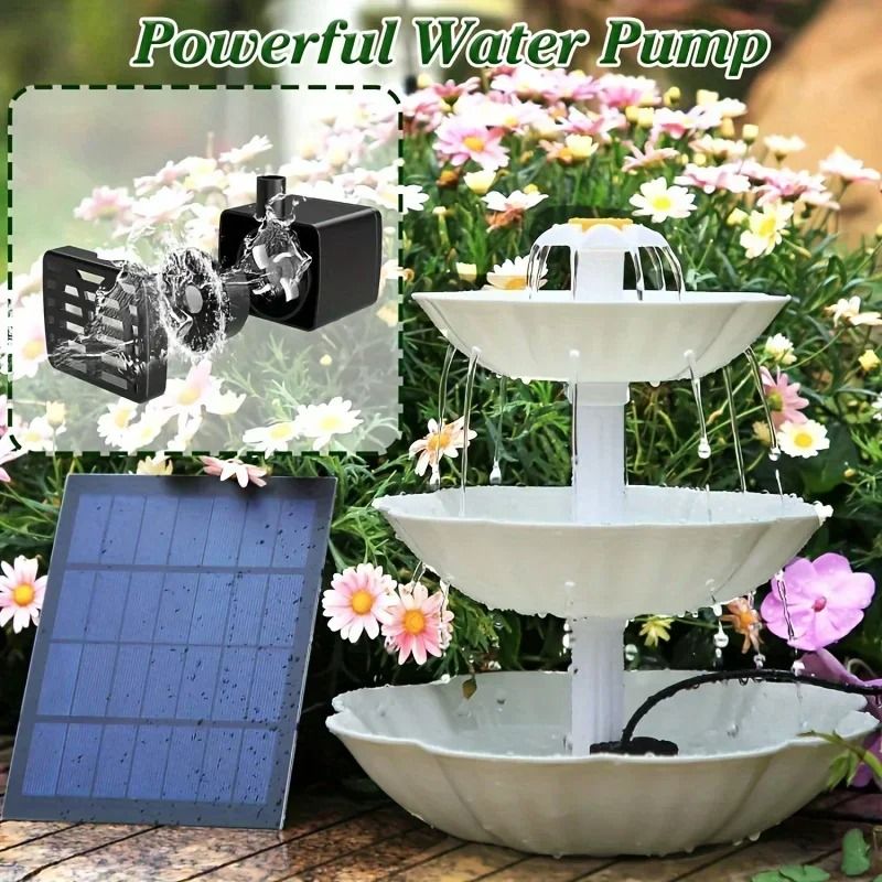 Solar Bird Bath Fountain With 3 Tiered Basin And Detachable 25W Pump For Outdoor Garden Decoration 1