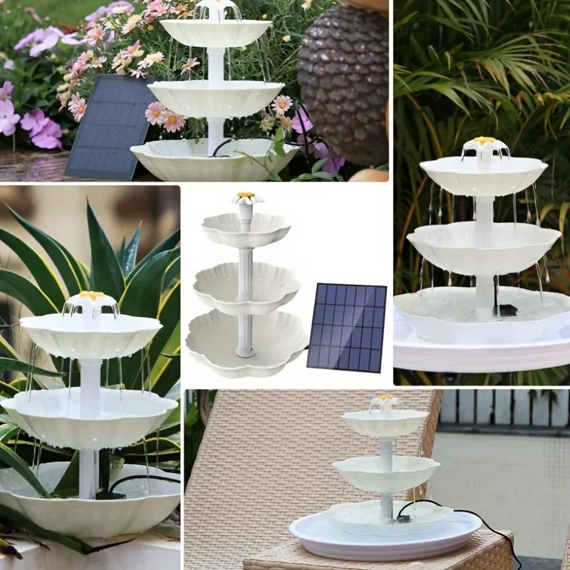 Solar Bird Bath Fountain With 3 Tiered Basin And Detachable 25W Pump For Outdoor Garden Decoration 5