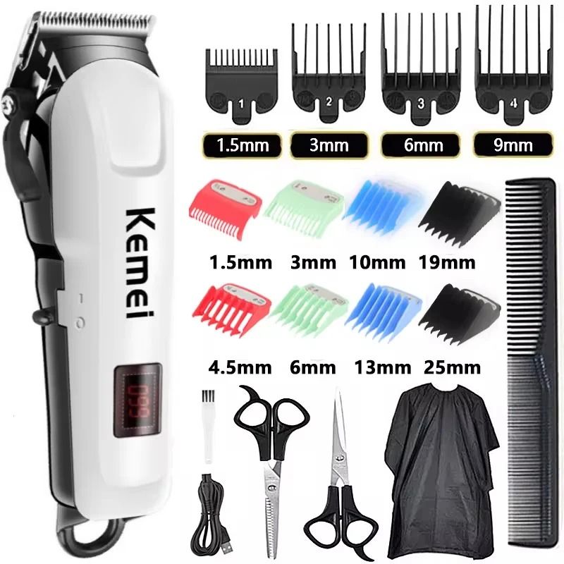 Professional Rechargeable Hair Clipper With LED Display And Multiple Comb Attachments 8