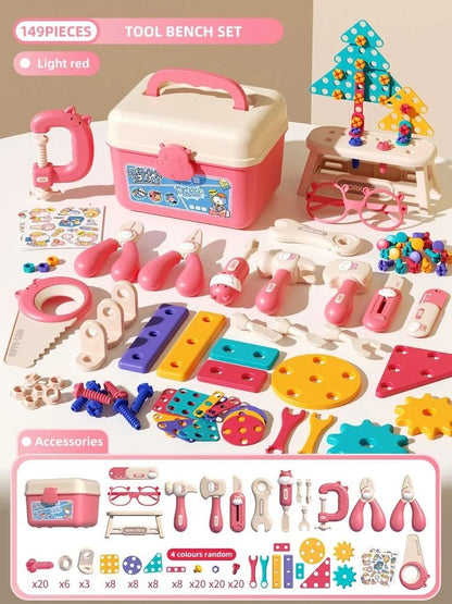 Childrens Educational Tool Set With Electric Drill Pretend Play Construction Kit 7