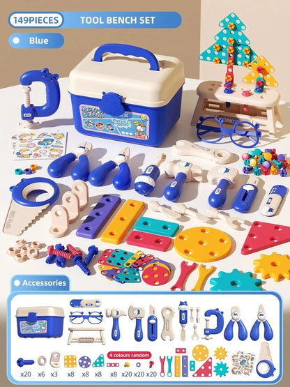 Childrens Educational Tool Set With Electric Drill Pretend Play Construction Kit 8