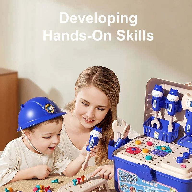 Childrens Educational Tool Set With Electric Drill Pretend Play Construction Kit 3
