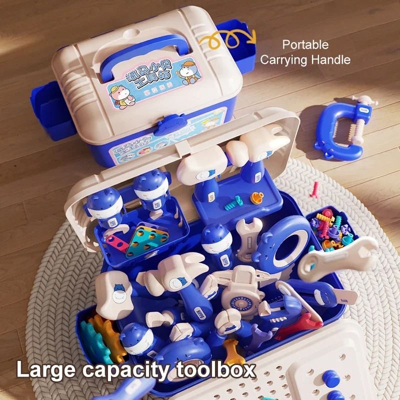 Childrens Educational Tool Set With Electric Drill Pretend Play Construction Kit 5