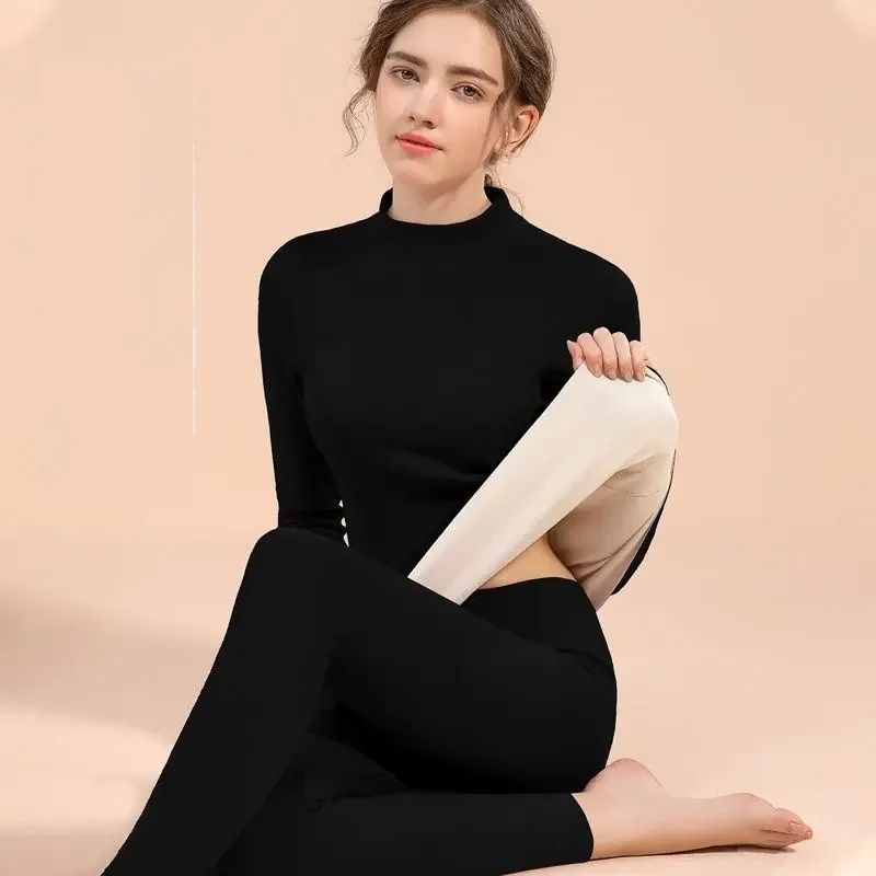 Women's Thermal Underwear Set Velvet Lined Base Layer for Winter
