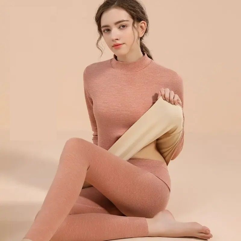 Women Thermal Underwear Set Velvet Lined Base Layer For Winter 5