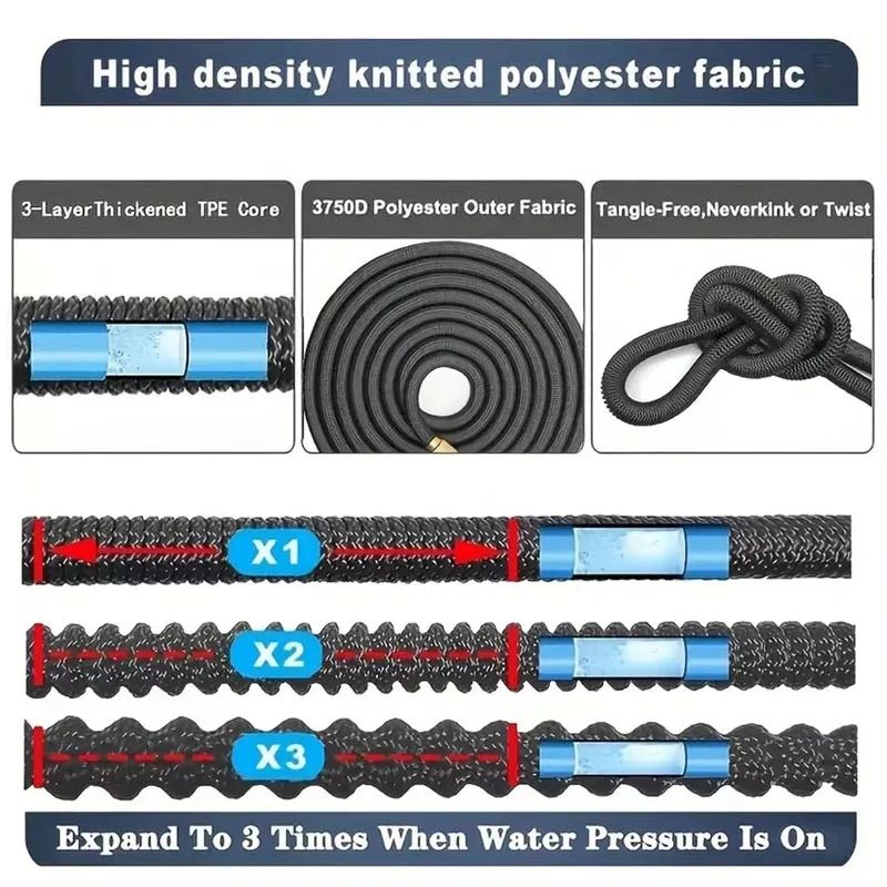 Expandable Garden Water Hose Flexible High Pressure Double Latex Pipe 3