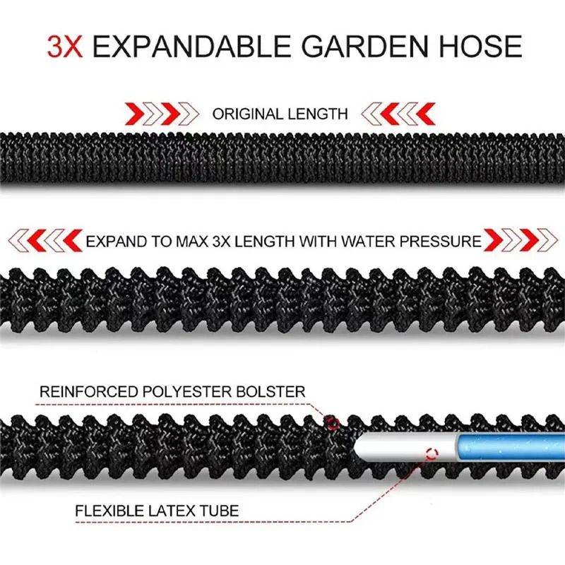 Expandable Garden Water Hose Flexible High Pressure Double Latex Pipe 4