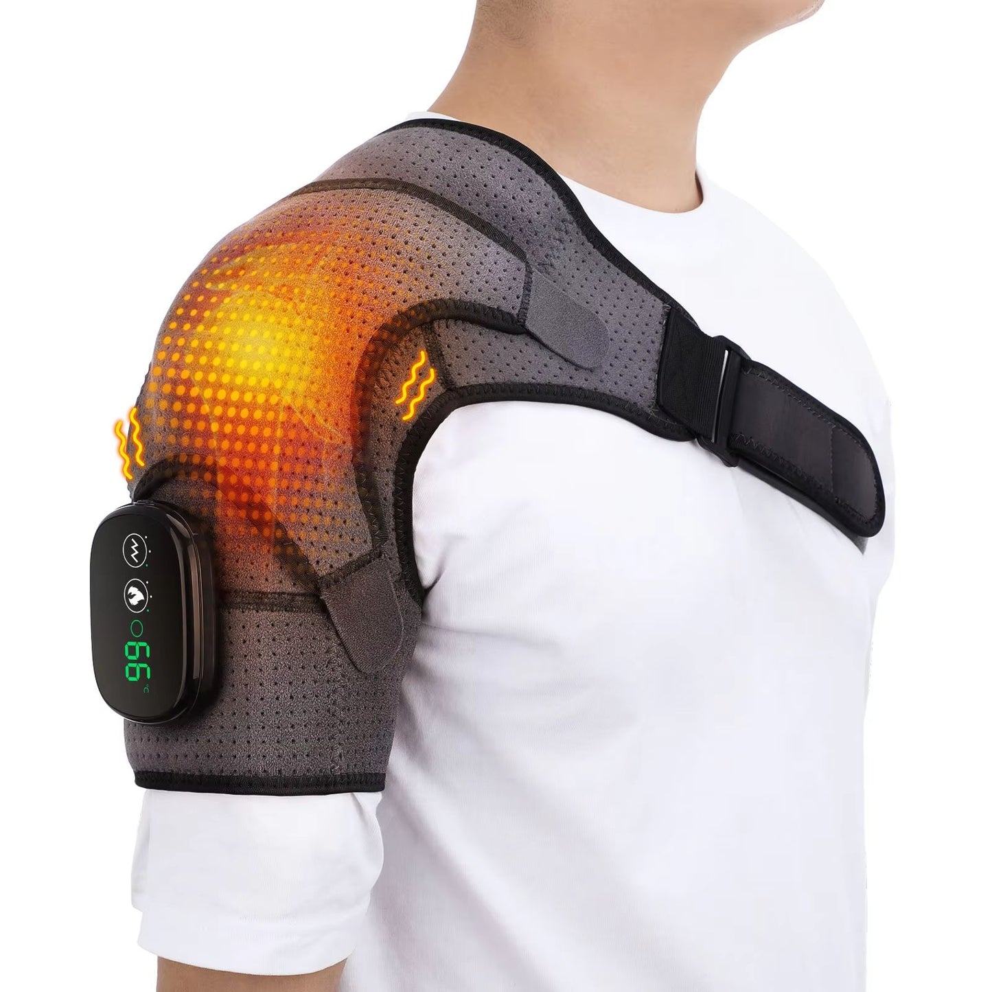 Electric Heating Shoulder Brace with Vibration & LED Display – Pain Relief & Muscle Relaxation Support