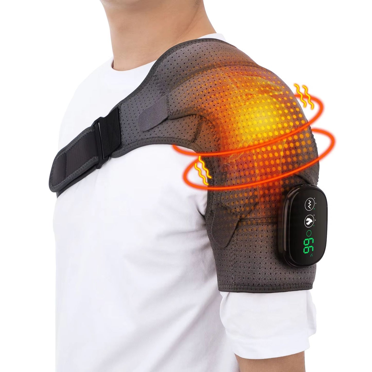 Electric Heating Shoulder Brace With Vibration  LED Display  Pain Relief  Muscle Relaxation Support 8