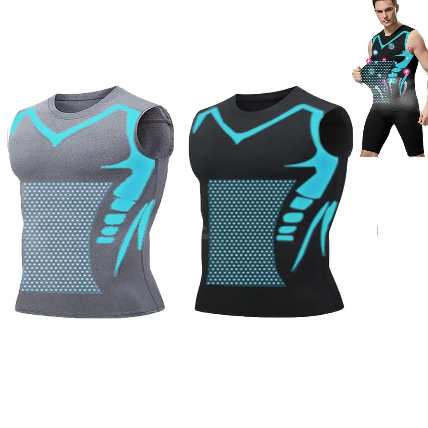 Mens Summer Shapewear Compression Tank Top Breathable Ice Silk 1