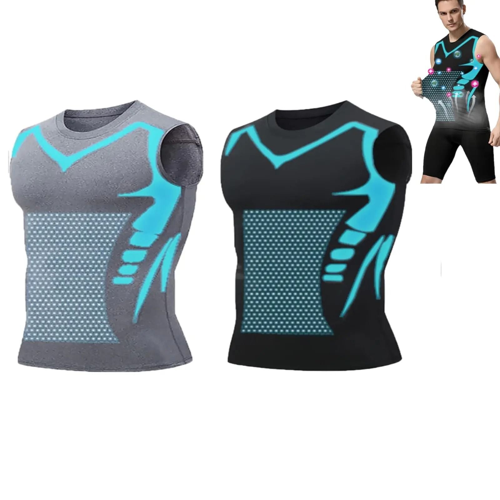 Mens Summer Shapewear Compression Tank Top Breathable Ice Silk 1