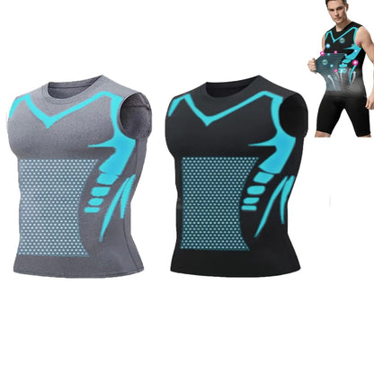 Mens Summer Shapewear Compression Tank Top Breathable Ice Silk 1