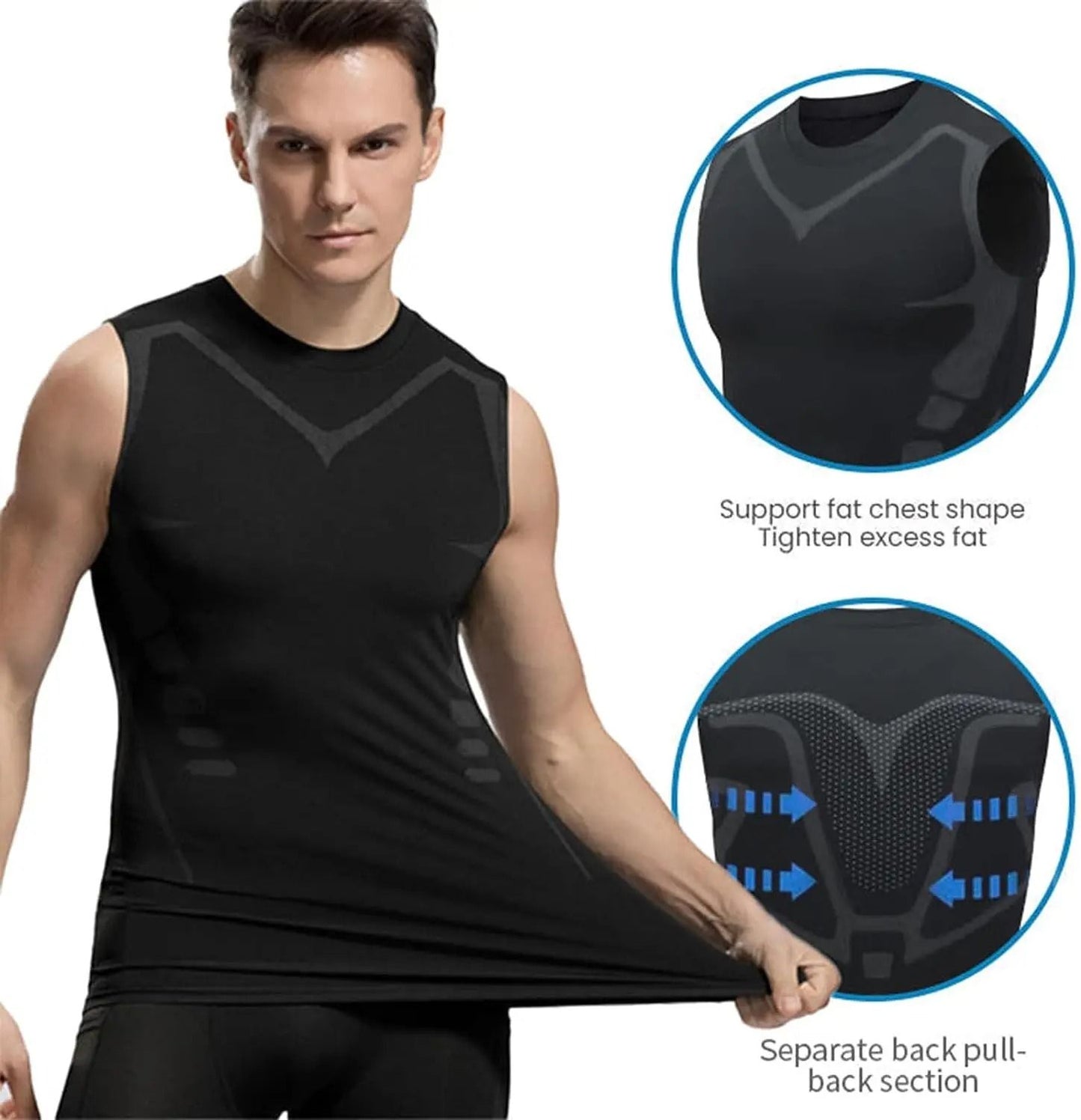 Mens Summer Shapewear Compression Tank Top Breathable Ice Silk 3