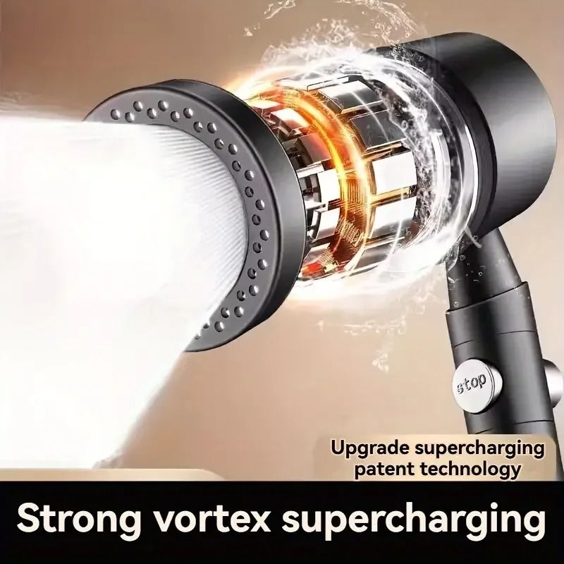 High Pressure Water Saving Handheld Shower Head with Stop Button