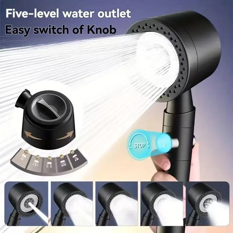 High Pressure Water Saving Handheld Shower Head With Stop Button 1