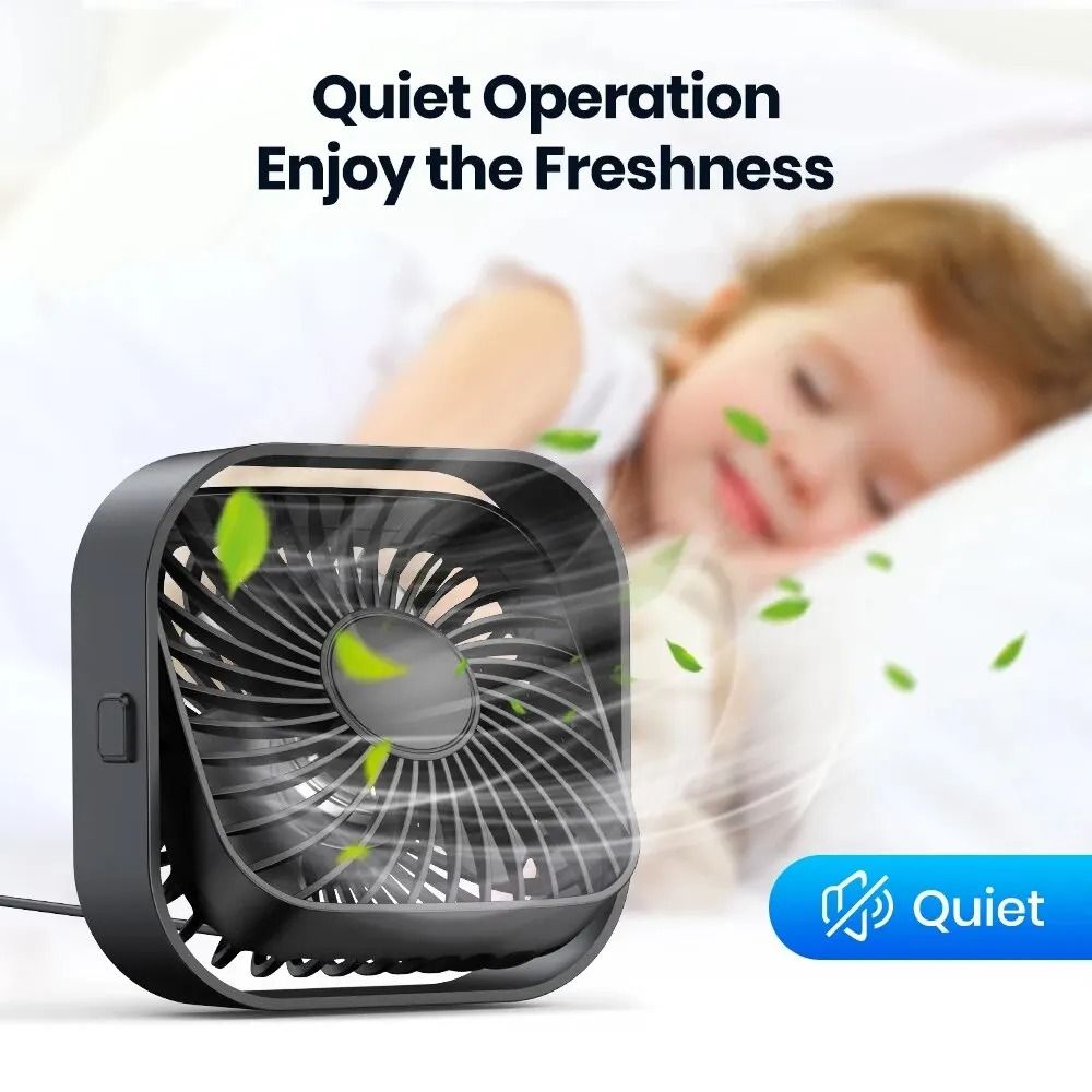 USB Portable Mini Fan Three Speed Rotatable Quiet Personal Desk Fan