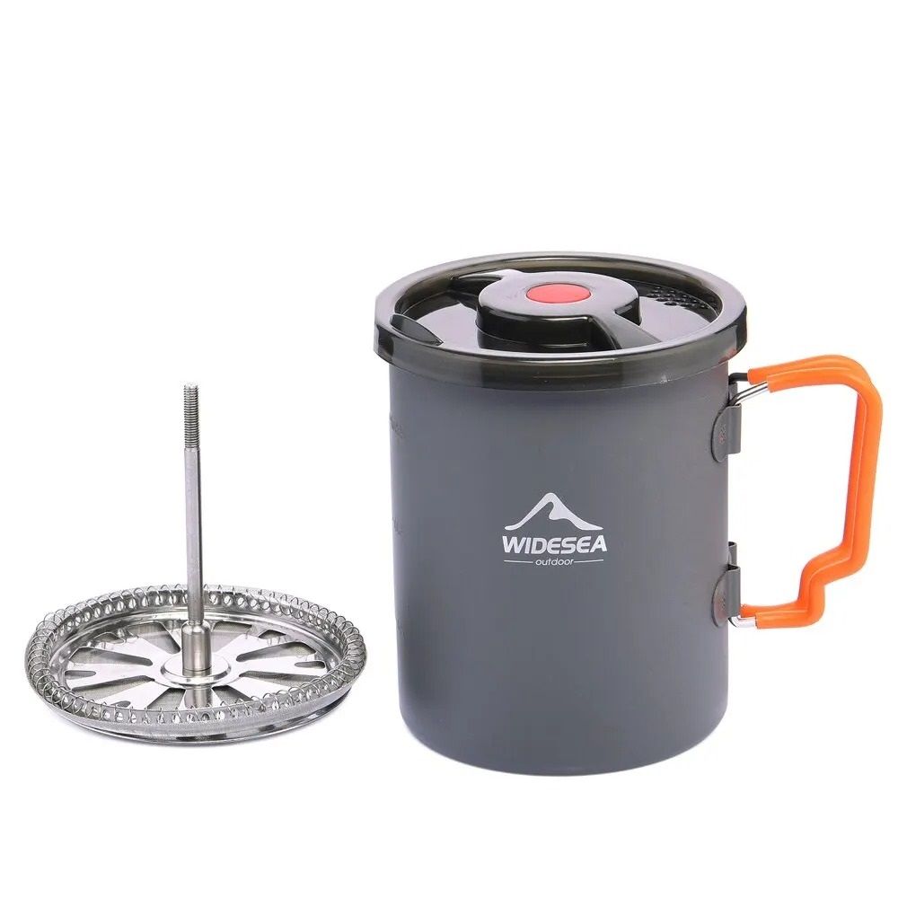 Portable Camping Coffee Pot With French Press Outdoor Cup For Hiking Trekking 1