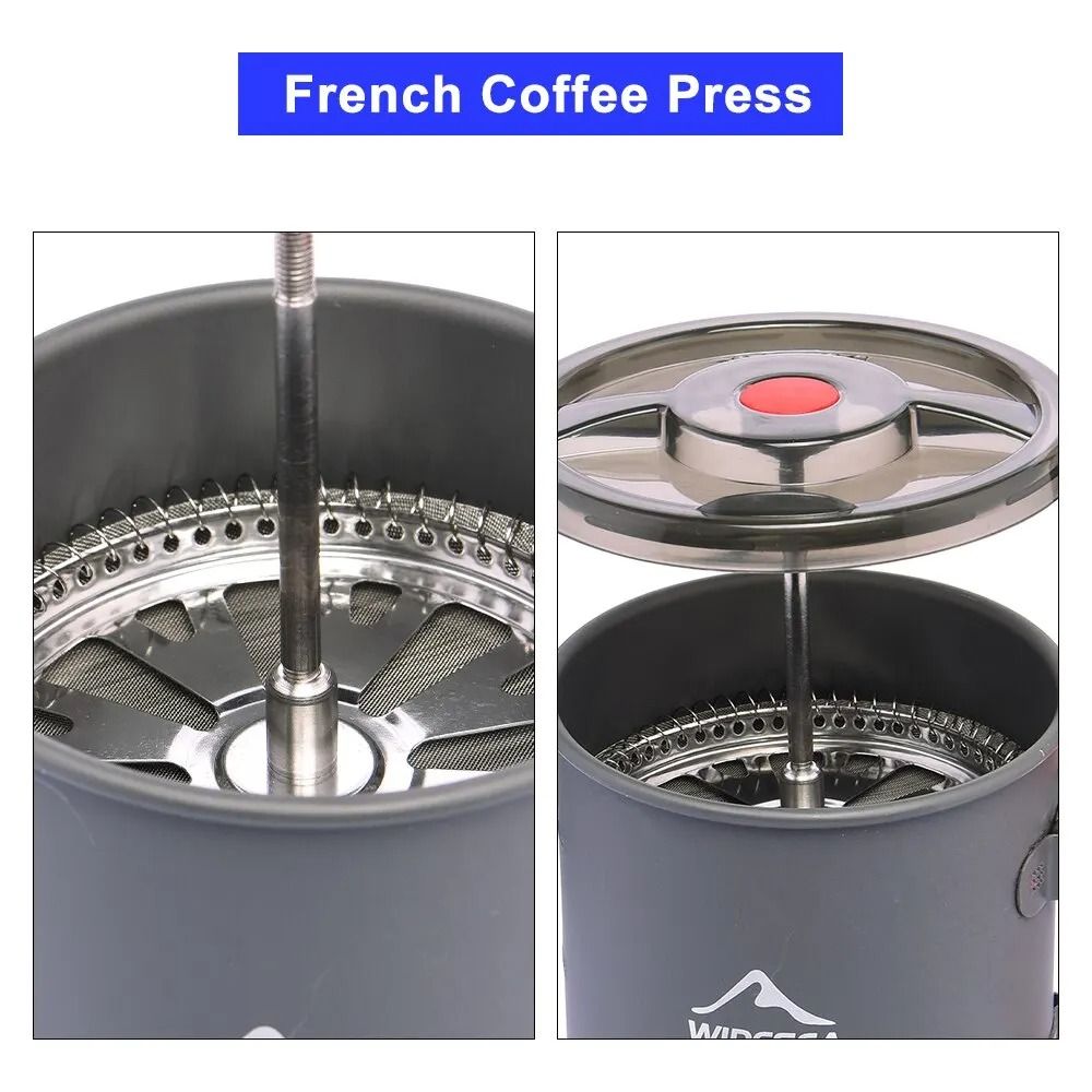 Portable Camping Coffee Pot With French Press Outdoor Cup For Hiking Trekking 2