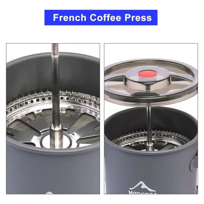 Portable Camping Coffee Pot With French Press Outdoor Cup For Hiking Trekking 2