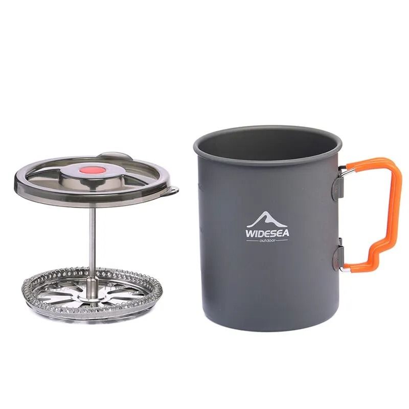 Portable Camping Coffee Pot With French Press Outdoor Cup For Hiking Trekking 6