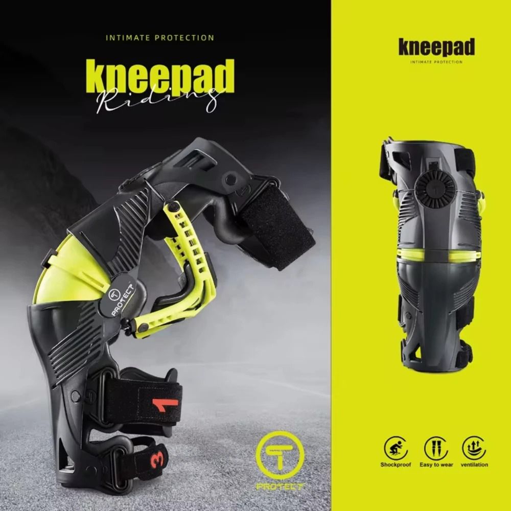 Motorcycle Protective Kneepad with Mechanical Leg Support and Exoskeleton Guards