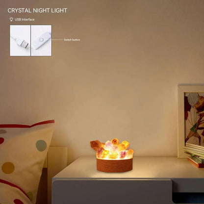 Natural Crystal Point Lamp with LED Light for Home Decor and Energy Display