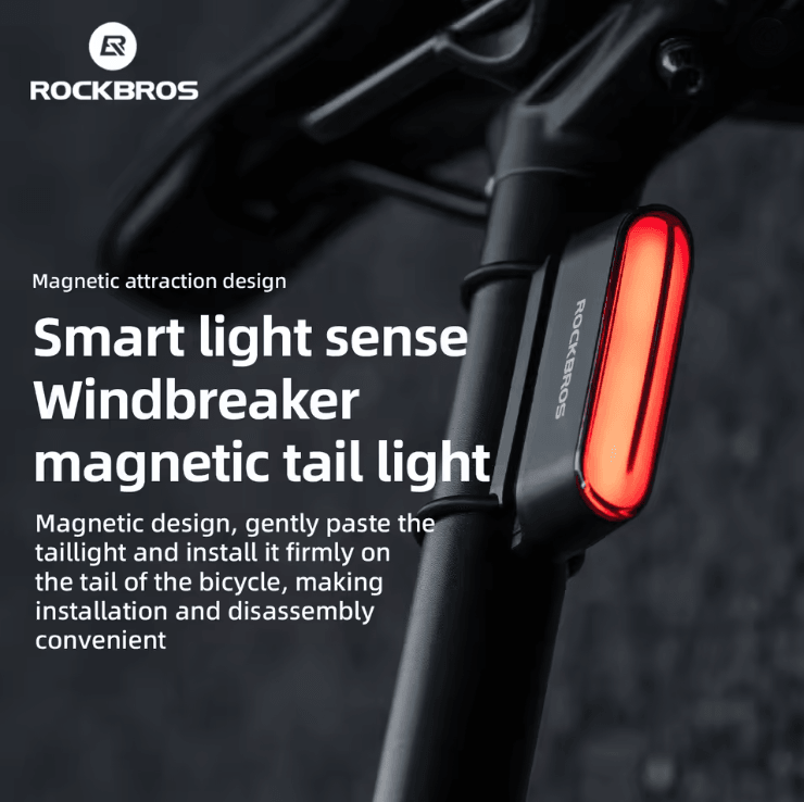 Rockbros Magnetic Bicycle Rear Light with Smart Brake Sensor and Waterproof Design