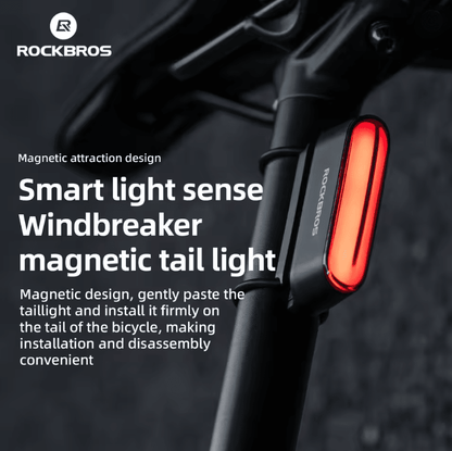 Rockbros Magnetic Bicycle Rear Light with Smart Brake Sensor and Waterproof Design