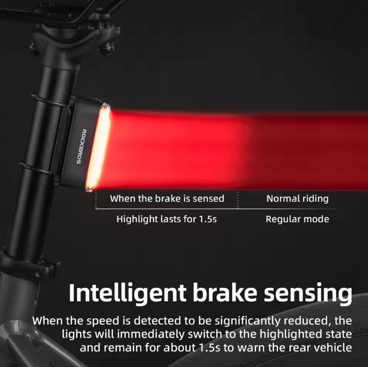 Rockbros Magnetic Bicycle Rear Light With Smart Brake Sensor And Waterproof Design 2