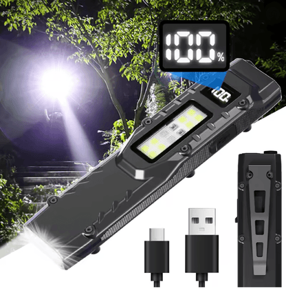 Portable USB Rechargeable Tactical Flashlight with LED COB Work Light