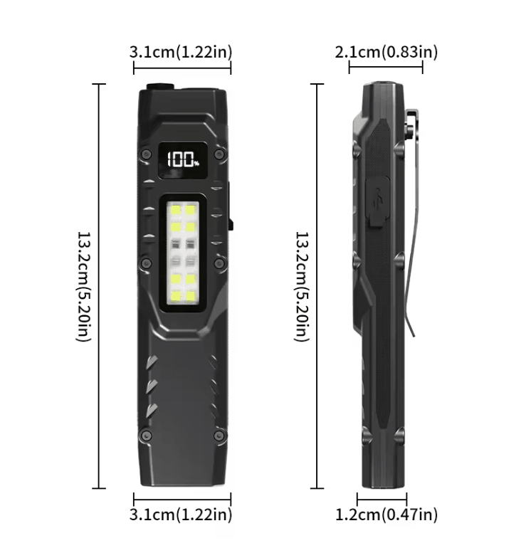 Portable USB Rechargeable Tactical Flashlight With LED COB Work Light 4