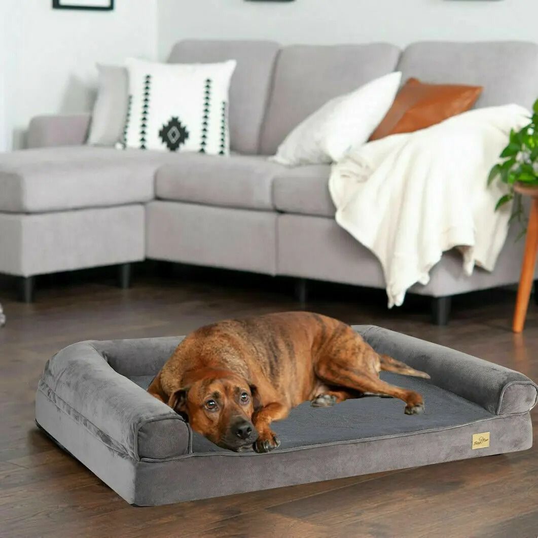 Large Orthopedic Dog Bed with Bolster and Washable Cover