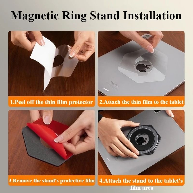 Magnetic Tablet Holder With 360 Degree Rotating Ring Stand For IPad And Tablets 5
