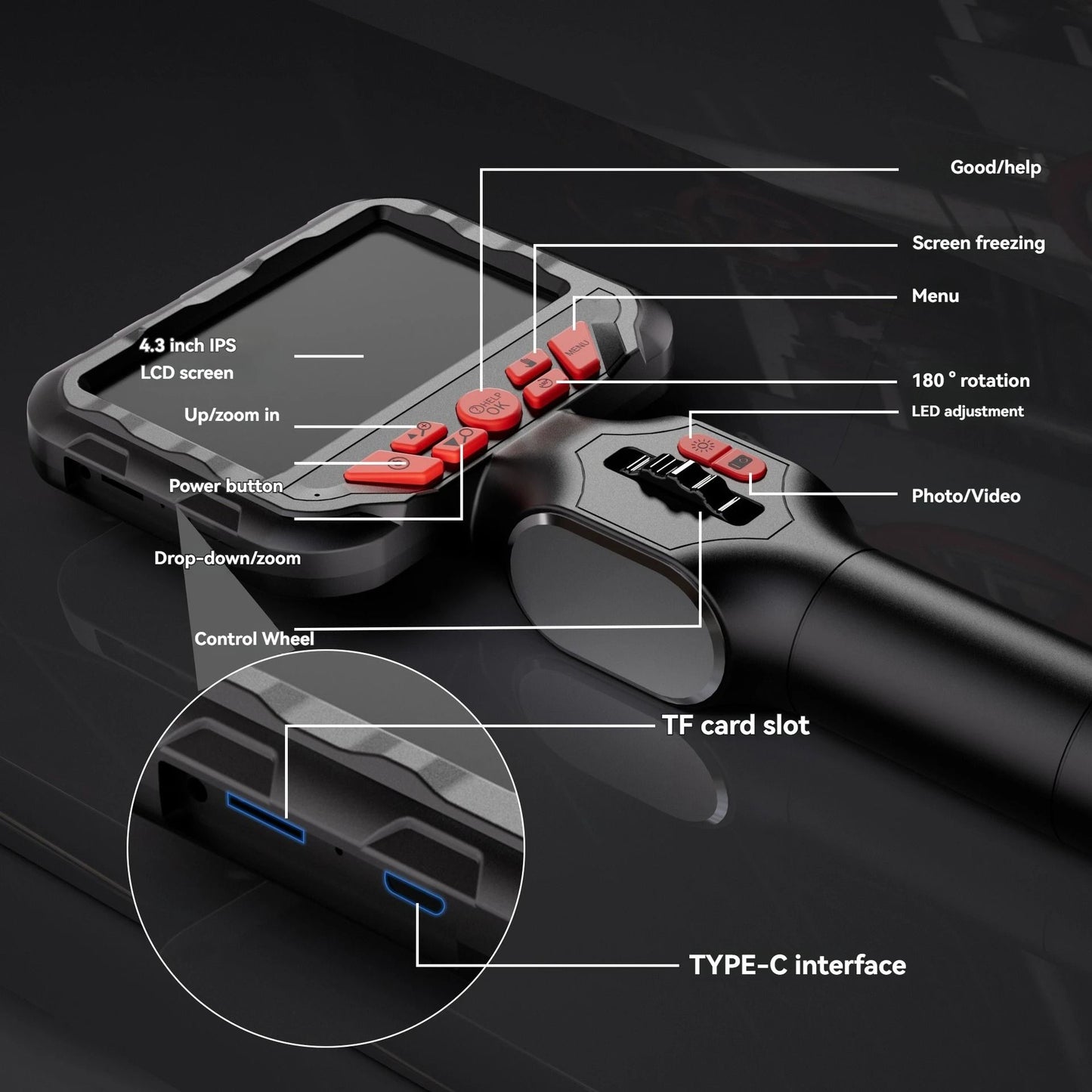Industrial Endoscope Camera With Rotating HD Lens For Inspection And Repair 3