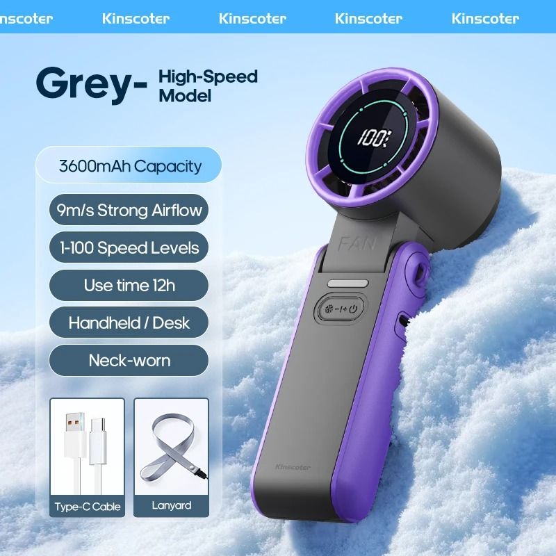 Rechargeable Turbo Handheld Fan With Lanyard And Ice Cooling Option 8