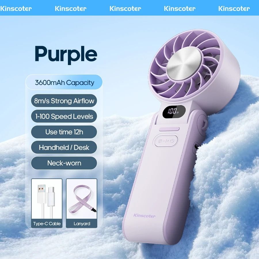 Rechargeable Turbo Handheld Fan With Lanyard And Ice Cooling Option 9