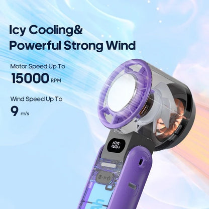 Rechargeable Turbo Handheld Fan With Lanyard And Ice Cooling Option 1