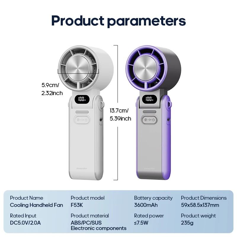 Rechargeable Turbo Handheld Fan With Lanyard And Ice Cooling Option 4