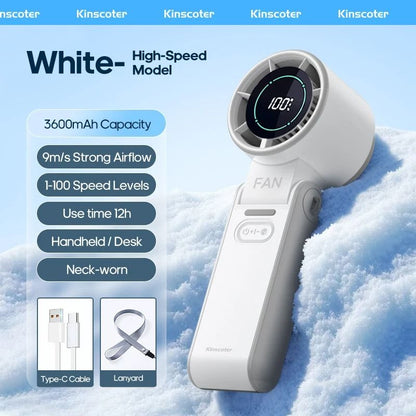 Rechargeable Turbo Handheld Fan With Lanyard And Ice Cooling Option 5