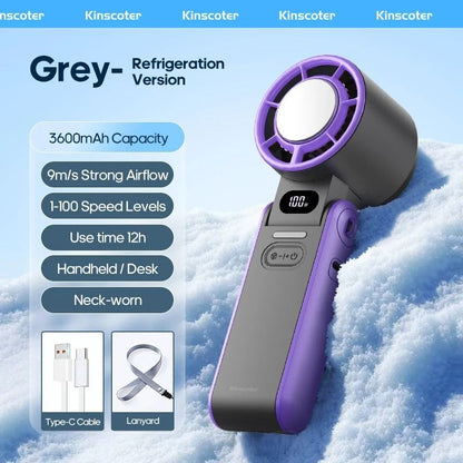 Rechargeable Turbo Handheld Fan With Lanyard And Ice Cooling Option 6